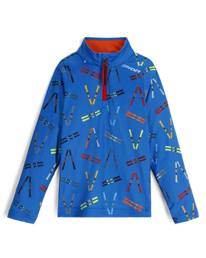 Blue jacket with colorful patterns on a white background