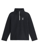 Black quarter-zip pullover with a logo on a white background