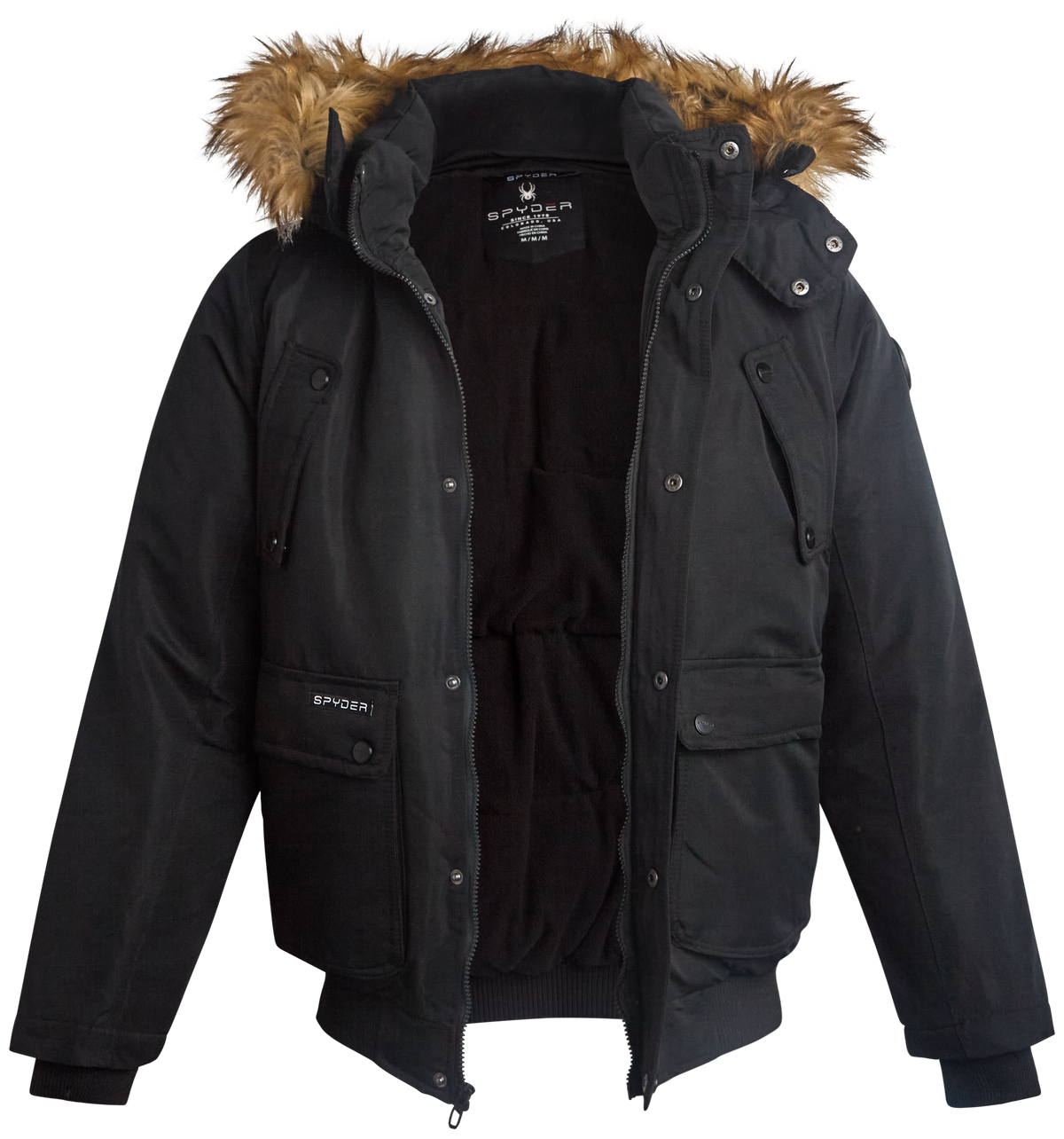 Men's Parka Jacket with Fur - Black