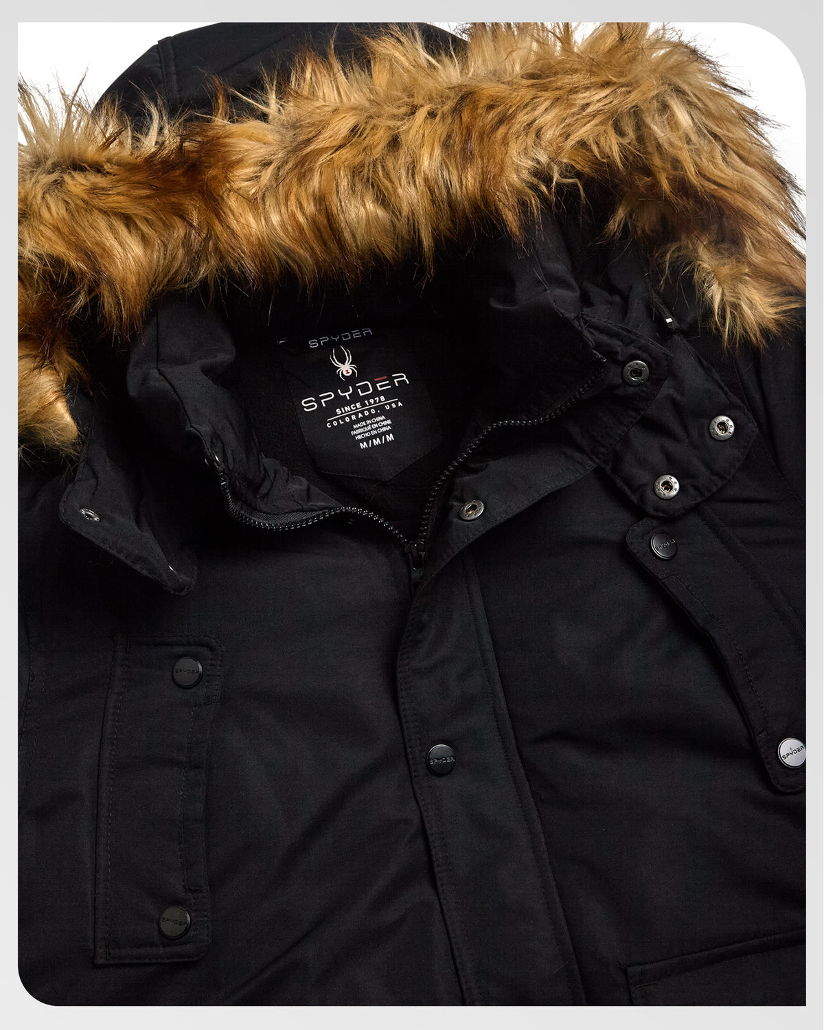 Men's Parka Jacket with Fur - Black