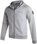 Gray hoodie with Spyder logo on a white background