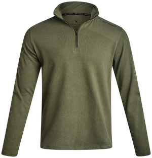 Mens Brushed Vertical Stripe Quarter Zip - Olive