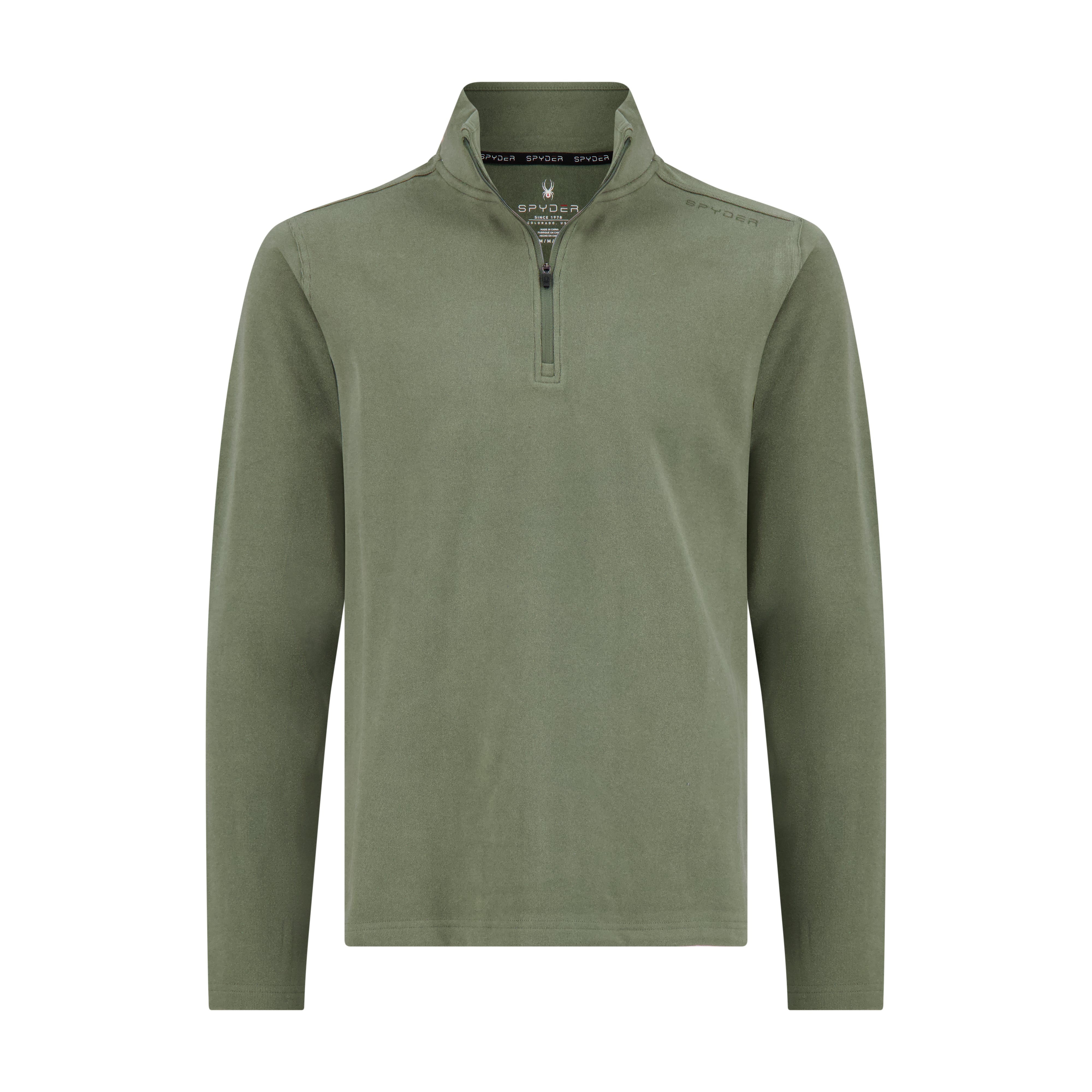 オリーブ Mens Brushed Vertical Stripe Quarter Zip - Olive – Spyder