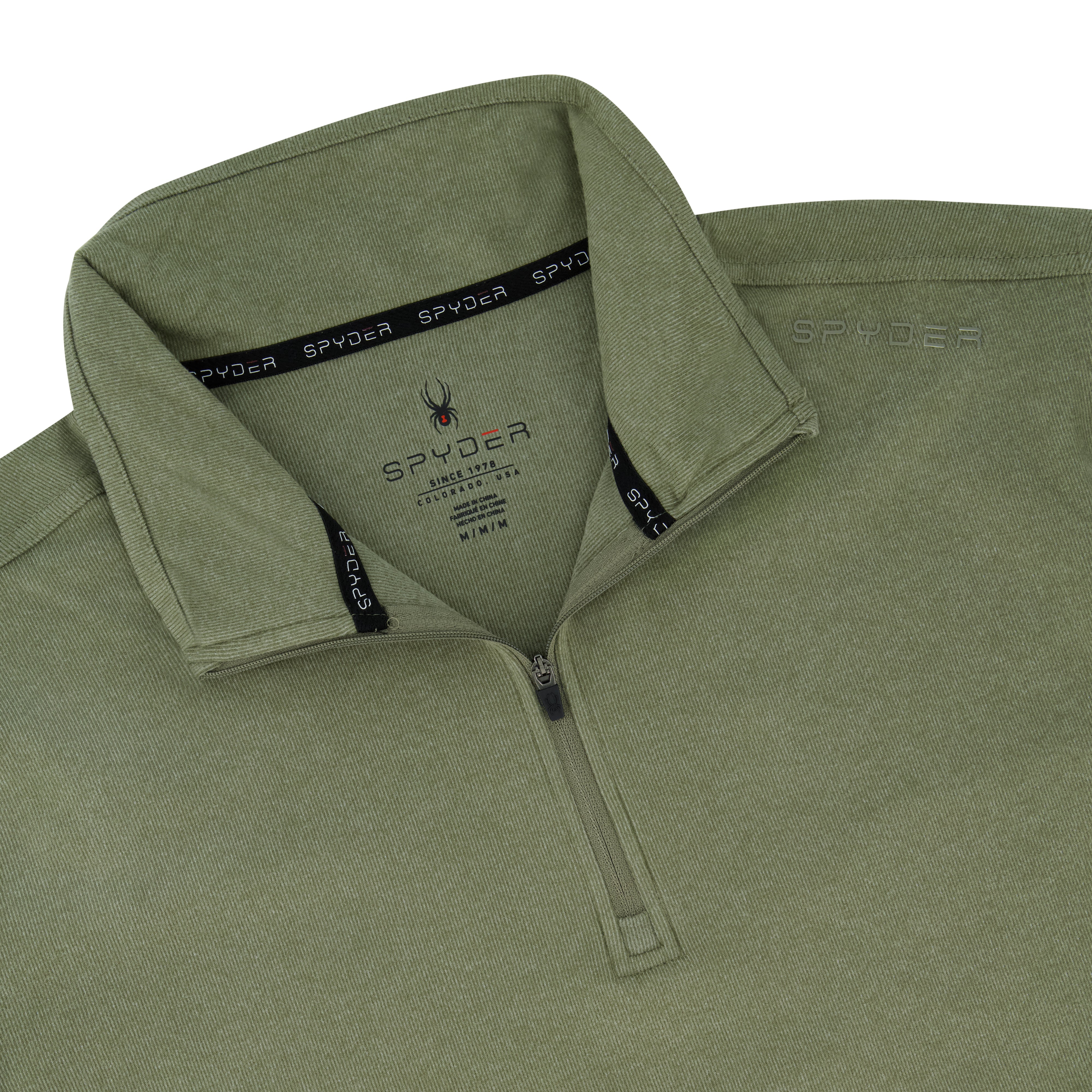 Mens Brushed Vertical Stripe Quarter Zip - Olive – Spyder