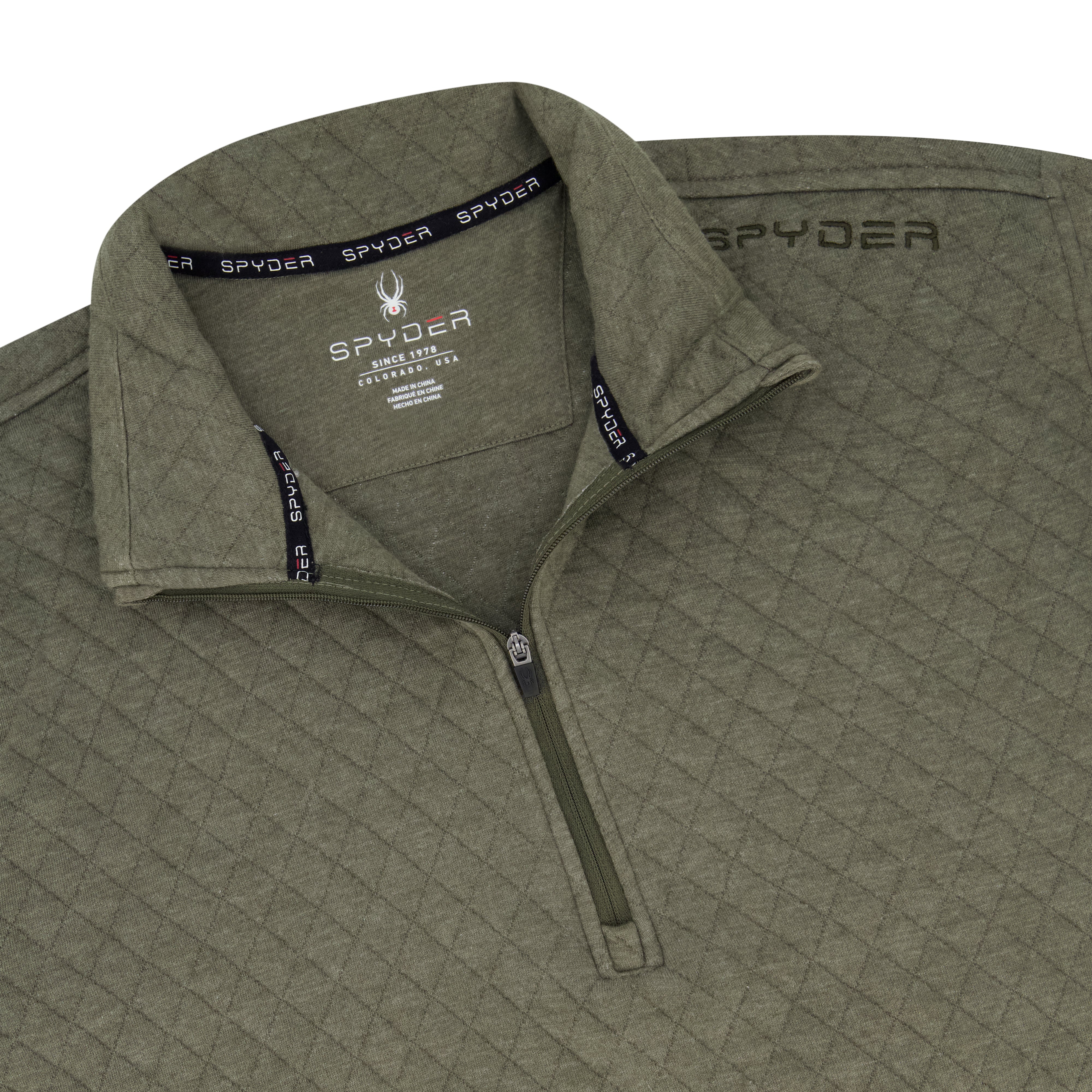 Men's Diamond Quilt Quarter Zip - Olive – Spyder