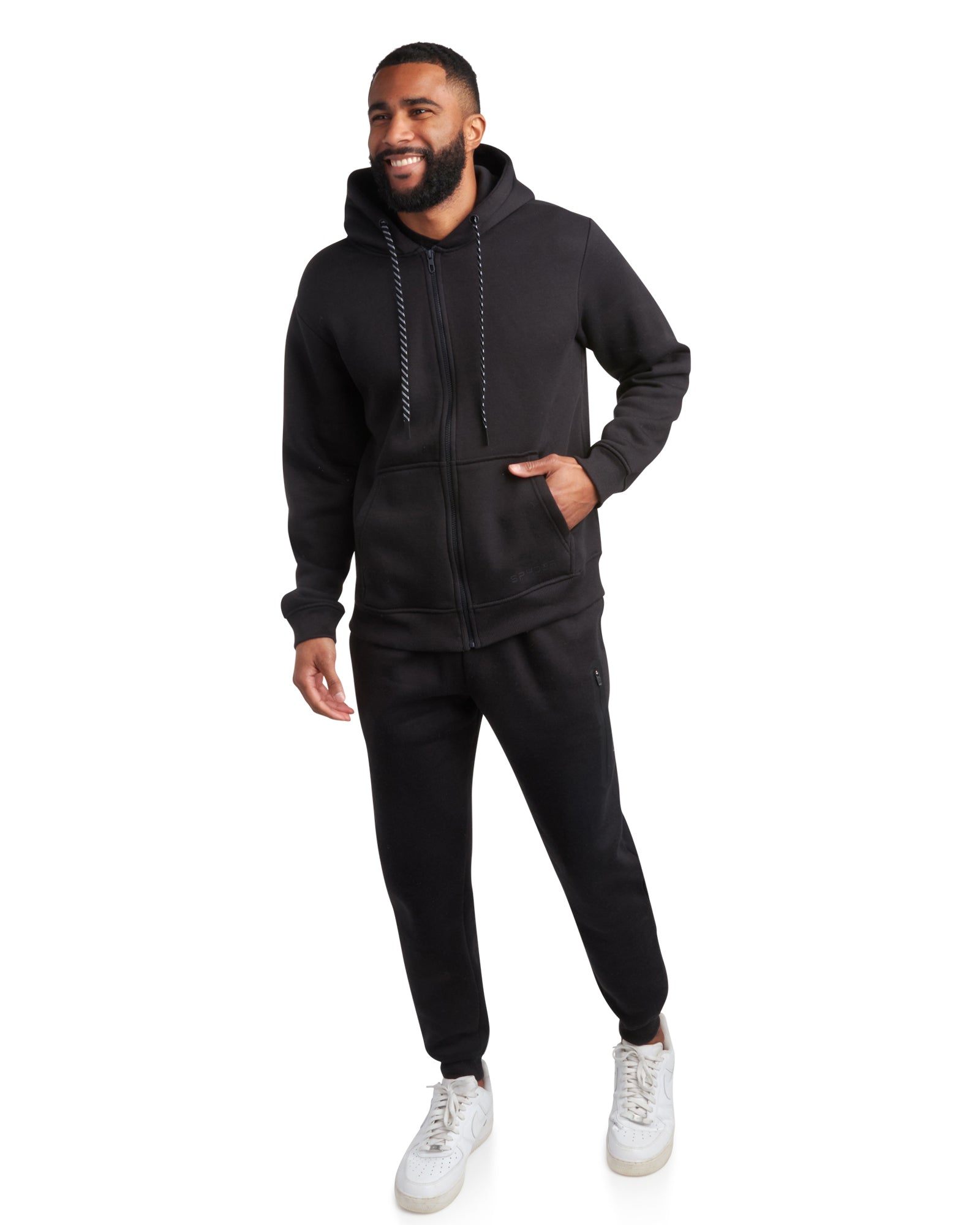 Mens Fleece Full Zip Jogger Set - Black – Spyder Mens Fleece Full Zip Jogger Set - Black – Spyder