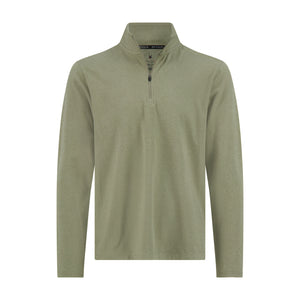 Mens Brushed Vertical Stripe Quarter Zip - Brown