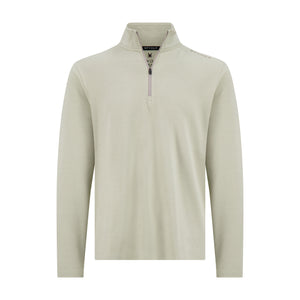 Mens Brushed Vertical Stripe Quarter Zip - Stone