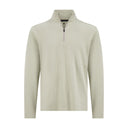 Mens Brushed Vertical Stripe Quarter Zip - Stone