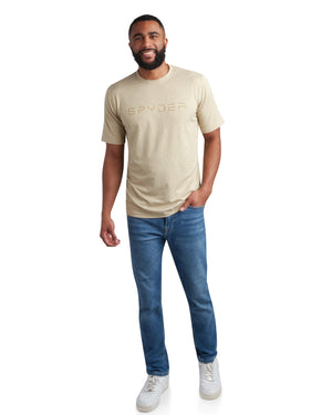 Mens Short Sleeve Wordmark Tee - Stone