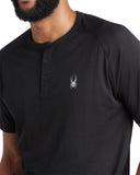 Mens Short Sleeve Henley - Black