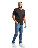 Mens Short Sleeve Henley - Black