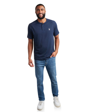 Mens Short Sleeve Henley - Navy