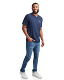 Mens Short Sleeve Henley - Navy