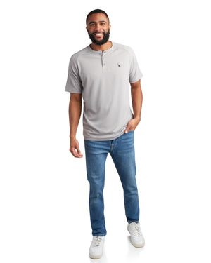 Mens Short Sleeve Henley - Pewter