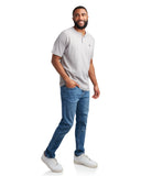 Mens Short Sleeve Henley - Pewter