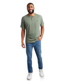 Mens Short Sleeve Henley - Spruce Green