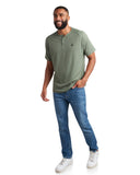 Mens Short Sleeve Henley - Spruce Green