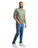 Mens Short Sleeve Henley - Spruce Green