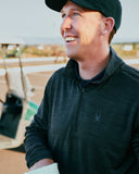 Mens Long Sleeve Honeycomb Quarter Zip - Heather Black