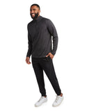 Mens Long Sleeve Honeycomb Quarter Zip - Heather Black