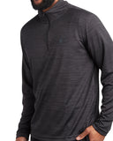 Mens Long Sleeve Honeycomb Quarter Zip - Heather Black