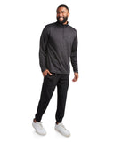 Mens Long Sleeve Honeycomb Quarter Zip - Heather Black
