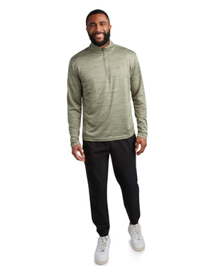 Mens Long Sleeve Honeycomb Quarter Zip - Spruce Green