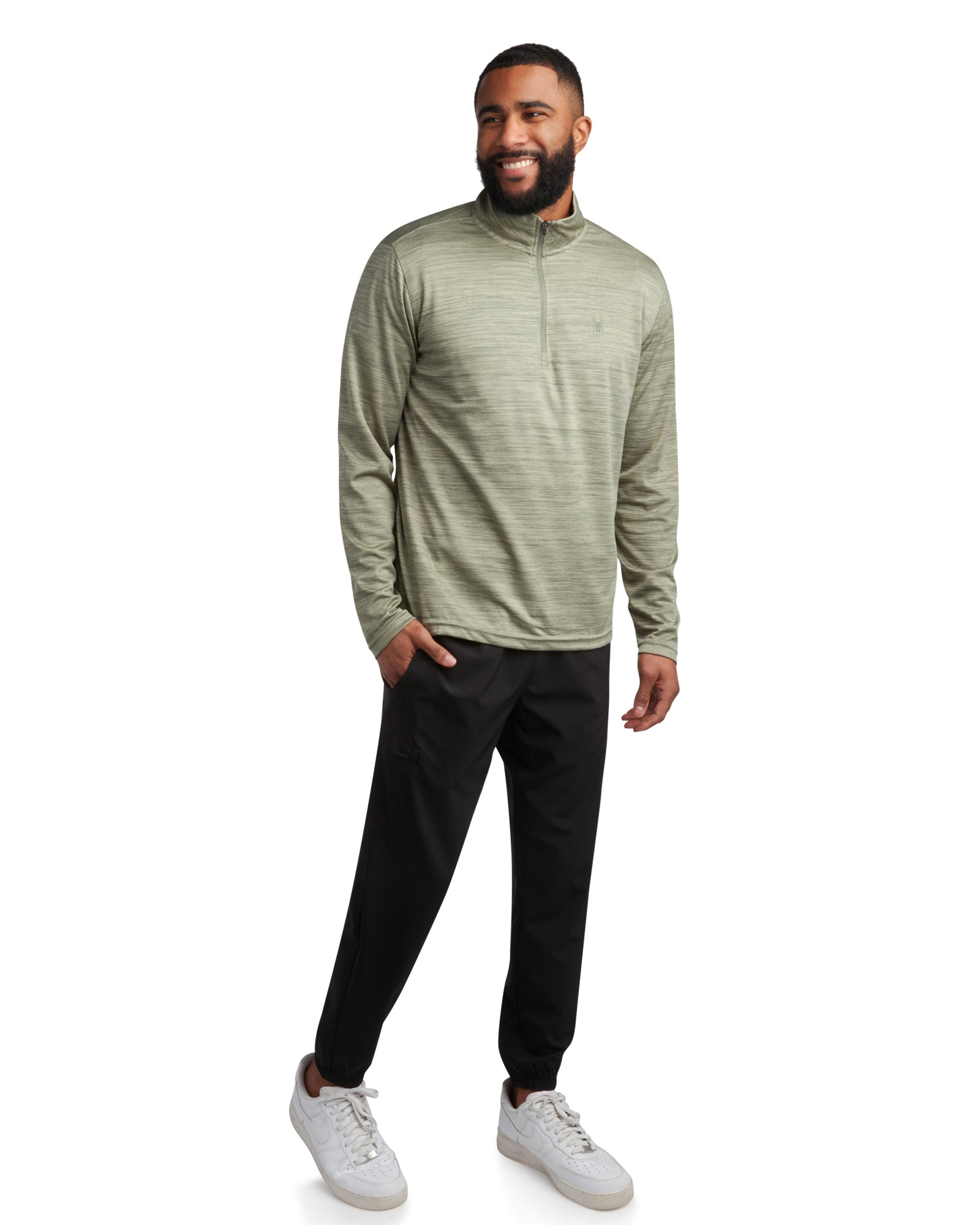Mens Long Sleeve Honeycomb Quarter Zip - Spruce Green – Spyder