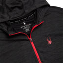 Black jacket with red zipper and Spyder logo on a white background