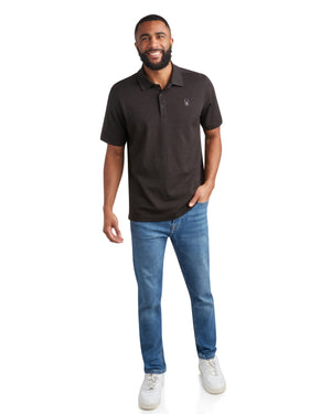 Mens Short Sleeve Tech Pique - Heather Black