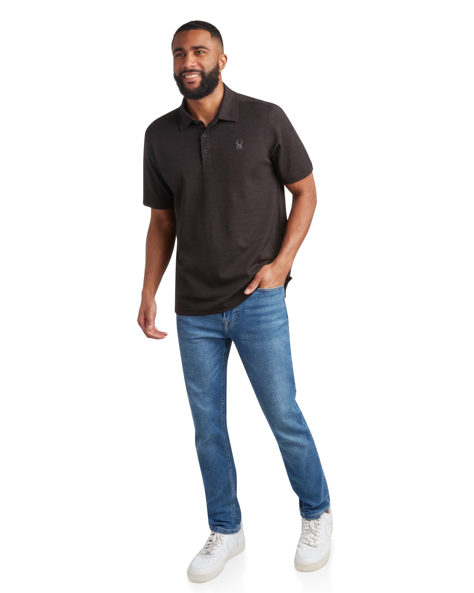 Men's Short Sleeve Tech Pique - Heather Black – Spyder