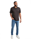 Mens Short Sleeve Tech Pique - Heather Black