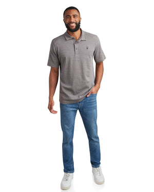 Mens Short Sleeve Tech Pique - Heather Grey