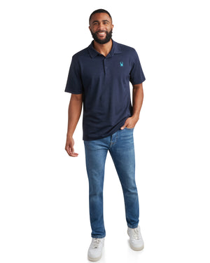 Mens Short Sleeve Tech Pique - Navy