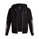 Black jacket with white accents on a white background