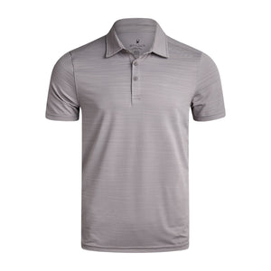 Gray striped polo shirt on a white background