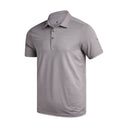 Gray striped polo shirt on a white background