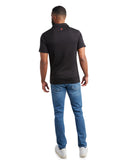 Mens Short Sleeve Interlock Color Block - Black