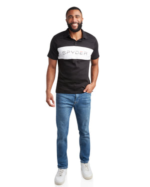 Mens Short Sleeve Interlock Color Block - Black