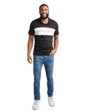 Mens Short Sleeve Interlock Color Block - Black