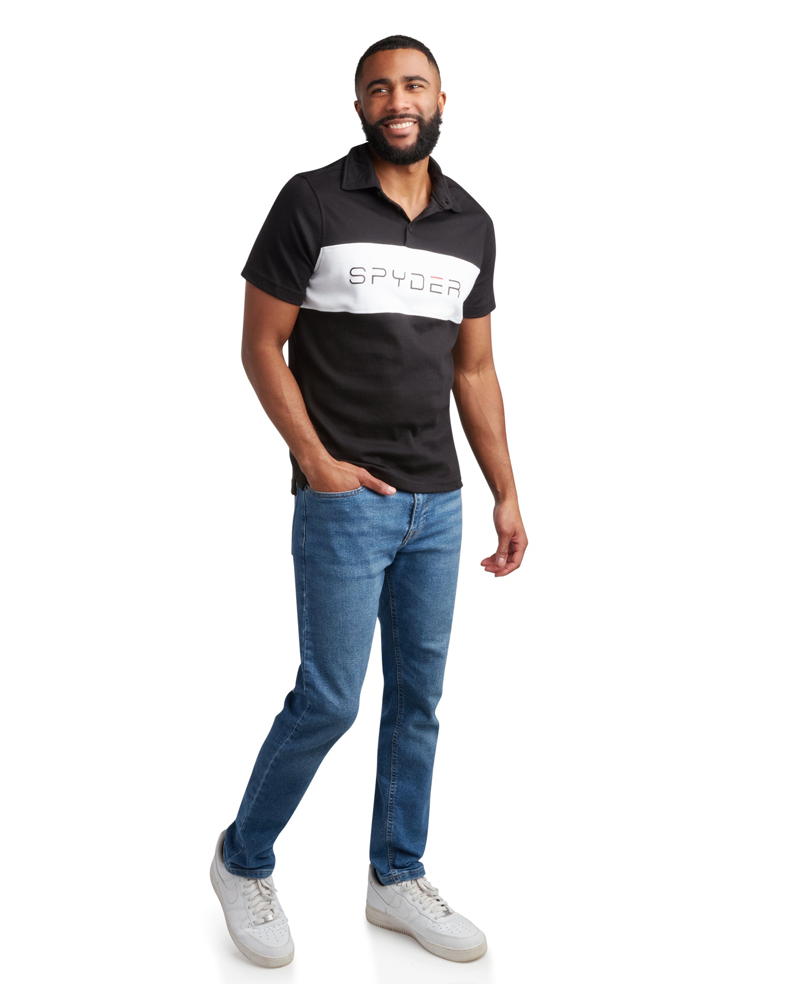 Men's Short Sleeve Interlock Color Block - Black – Spyder