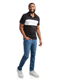 Mens Short Sleeve Interlock Color Block - Black