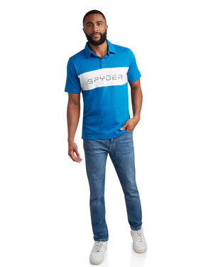 Mens Short Sleeve Interlock Color Block - Cobalt