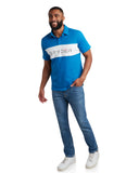 Mens Short Sleeve Interlock Color Block - Cobalt