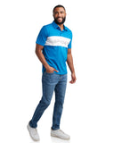 Mens Short Sleeve Interlock Color Block - Cobalt