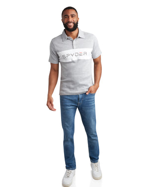 Mens Short Sleeve Interlock Color Block - Heather Grey