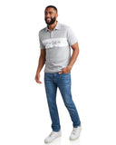 Mens Short Sleeve Interlock Color Block - Heather Grey
