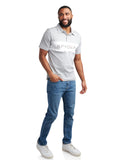 Mens Short Sleeve Interlock Color Block - Heather Grey