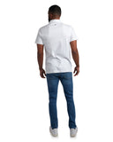 Mens Short Sleeve Interlock Color Block - White